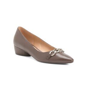 NATURALIZER PREMIUM Chocolate Leather Becca Almond Toe Flats